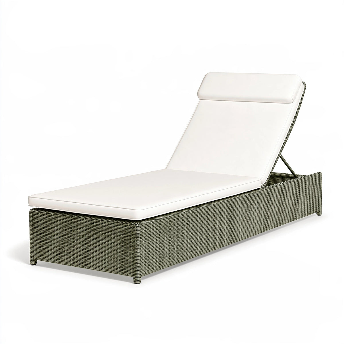 Lettino prendisole 200 x 70 cm in rattan sintetico grigio con schienale regolabile