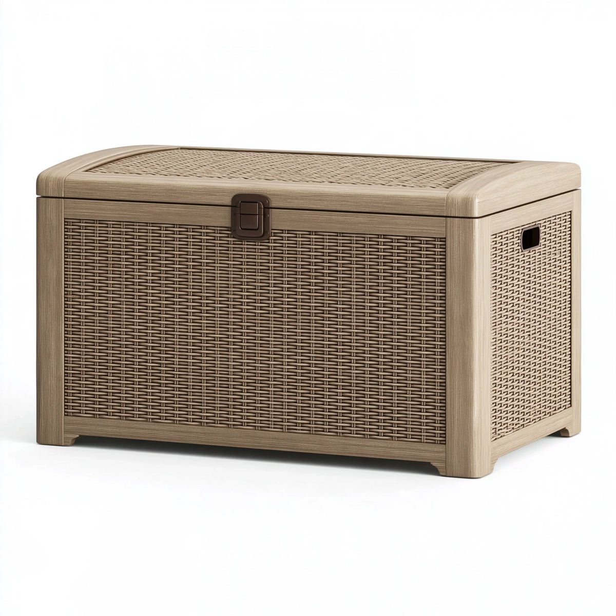 Baule contenitore 120 x 55 x 60 cm in resina intrecciata beige per esterno