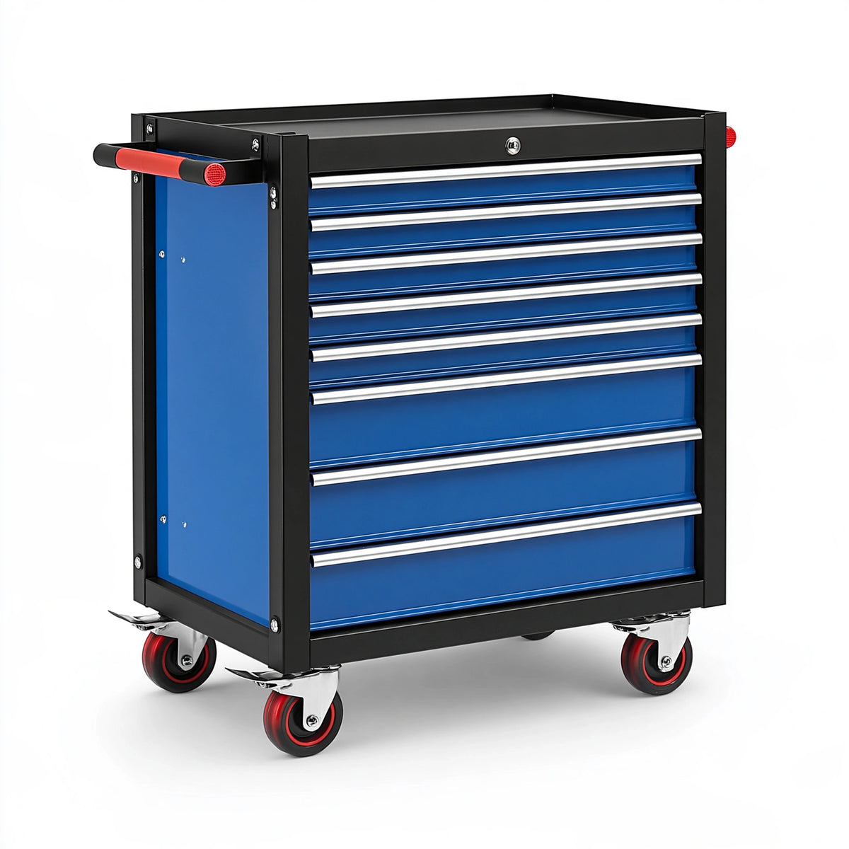Carrello portautensili 70 x 45 x 90 cm in acciaio blu e nero con cassetti e ruote