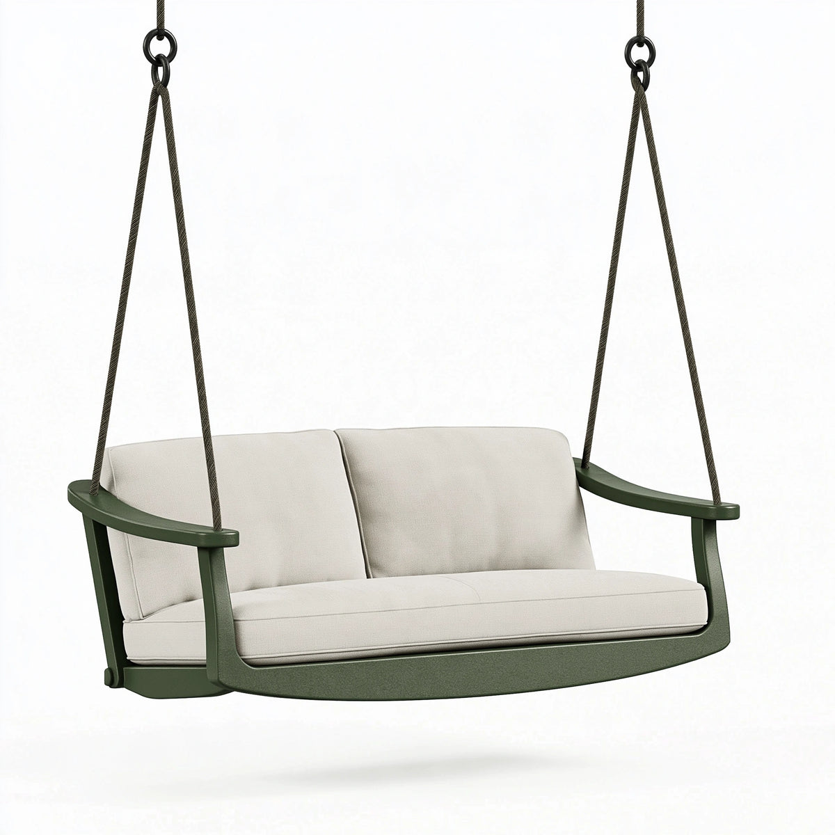 Dondolo sospeso 130 x 70 x 60 cm in metallo verde con seduta tessile per esterno moderno
