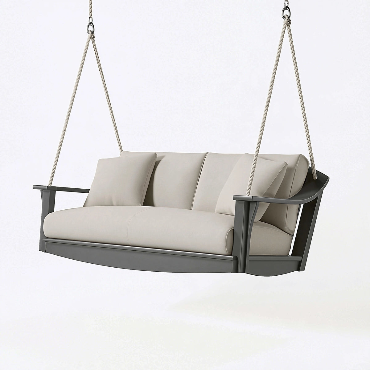 Divano altalena sospeso 180 x 75 x 65 cm in metallo beige e nero per esterno