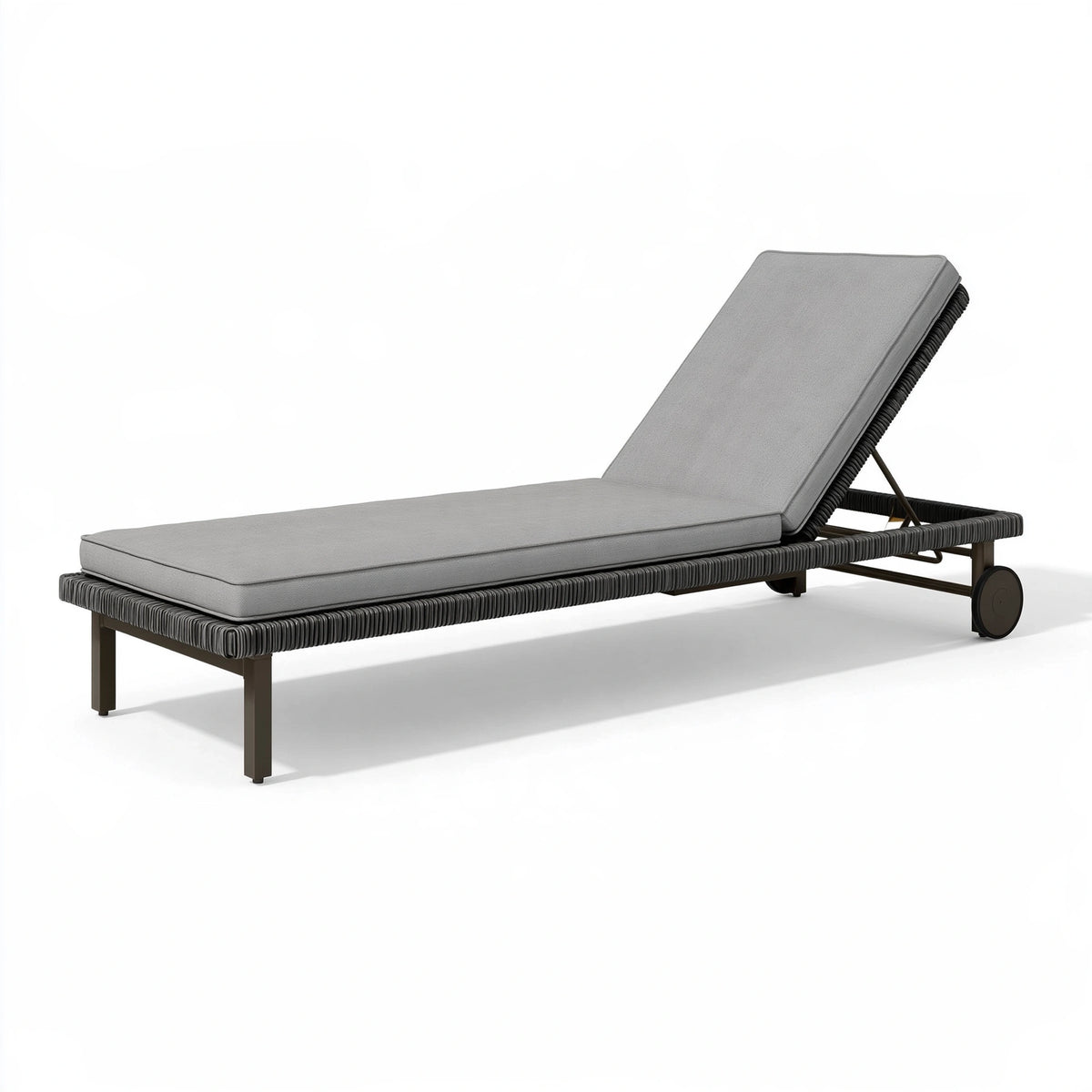 Lettino prendisole 200 x 70 x 35 cm in metallo e fibra sintetica grigio con schienale regolabile