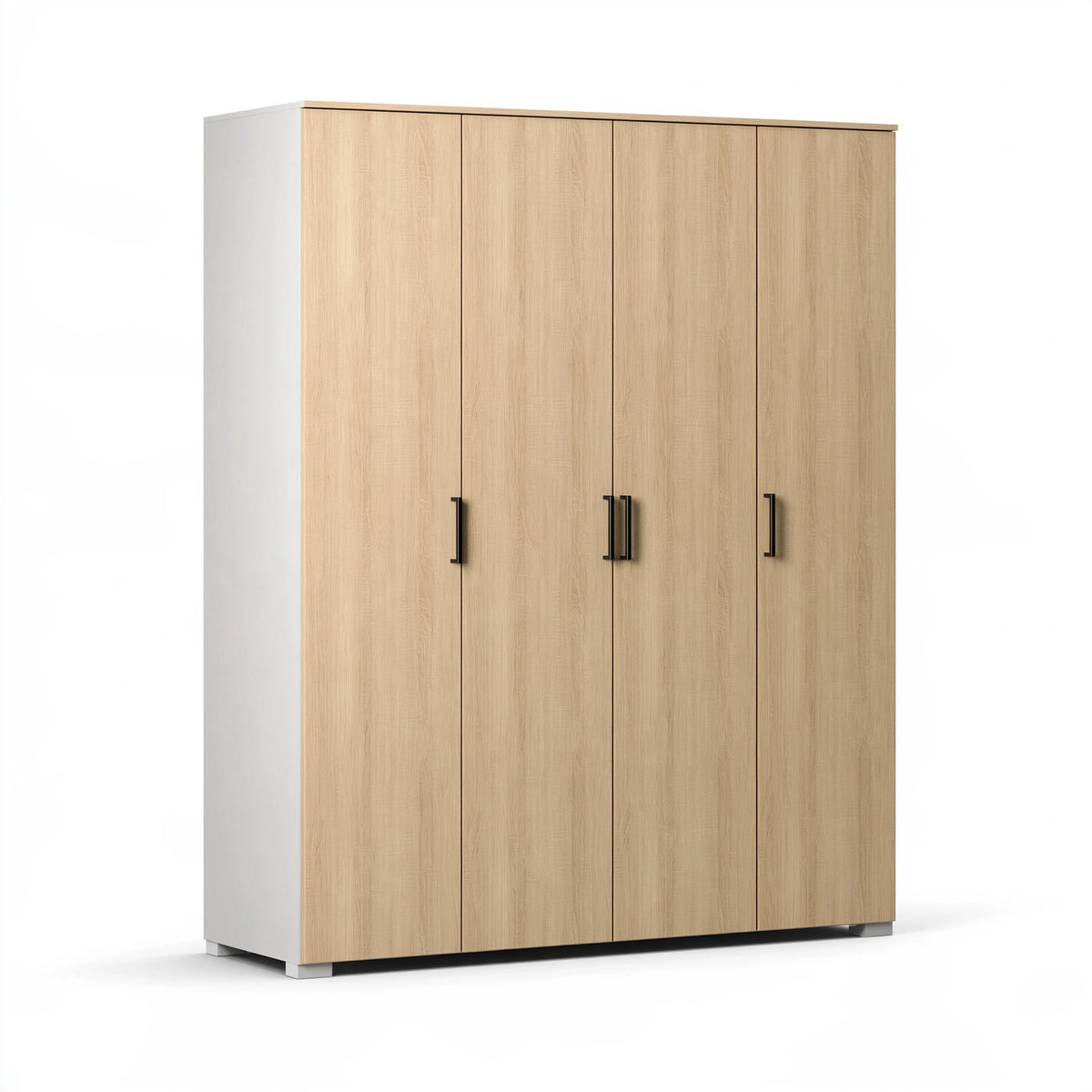 Armadio guardaroba 200 x 60 x 200 cm effetto rovere e bianco - 4 ante stile moderno