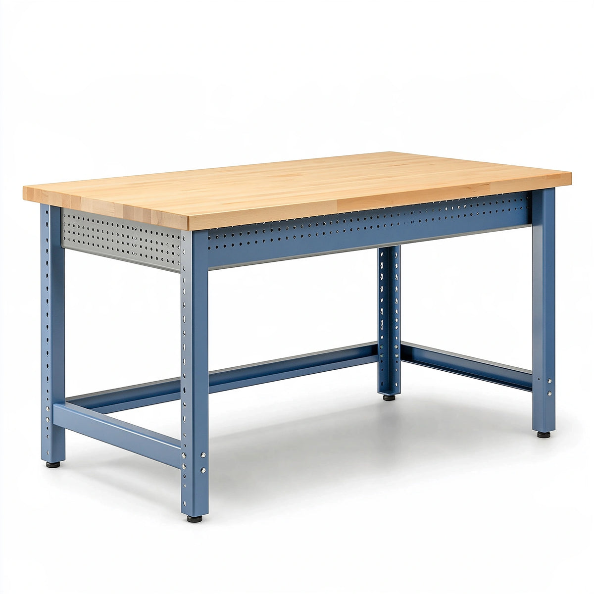 Banco da lavoro 120x60x85 cm in legno e acciaio blu stile industriale