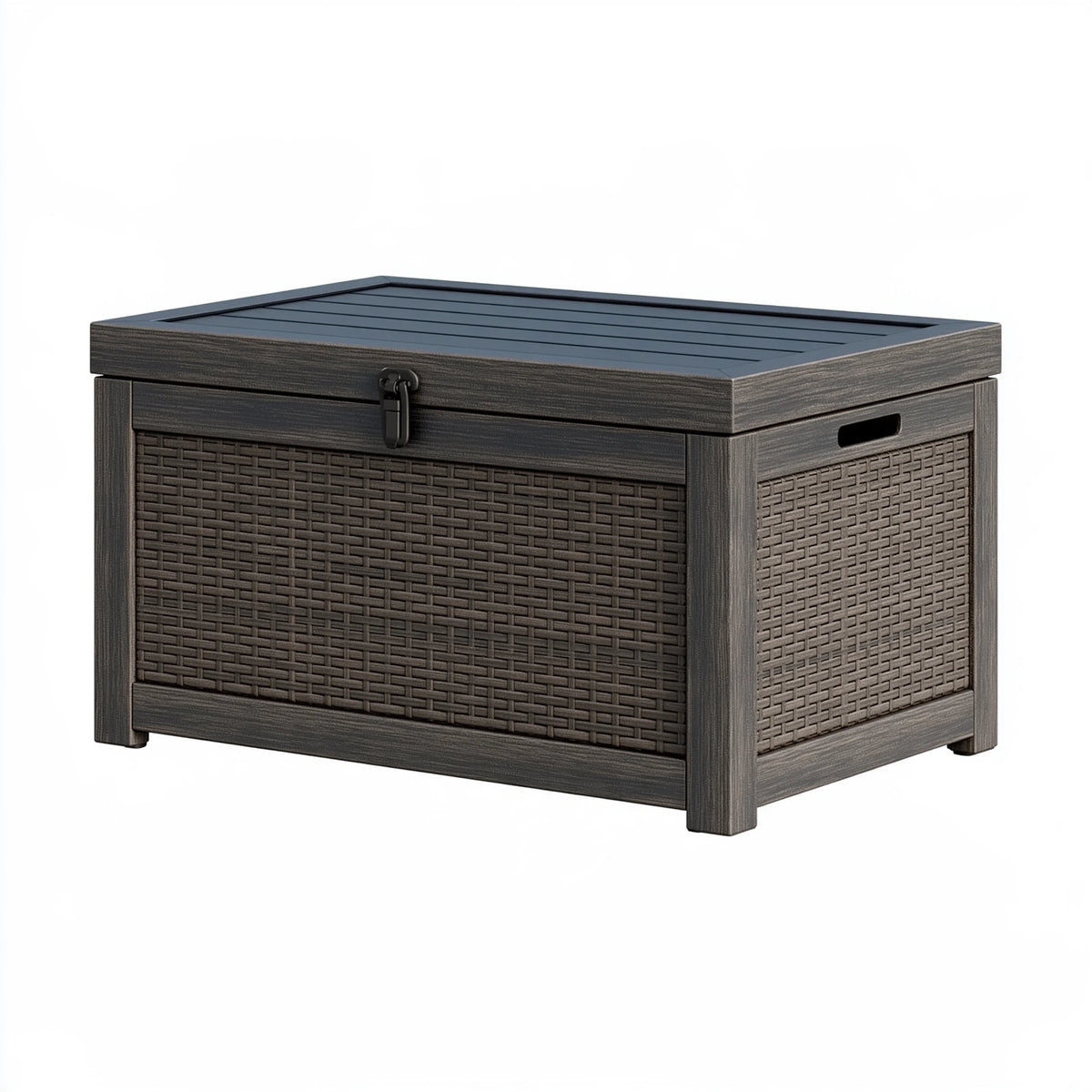 Cassapanca da esterno 120 x 60 x 63 cm in resina antracite effetto rattan con coperchio